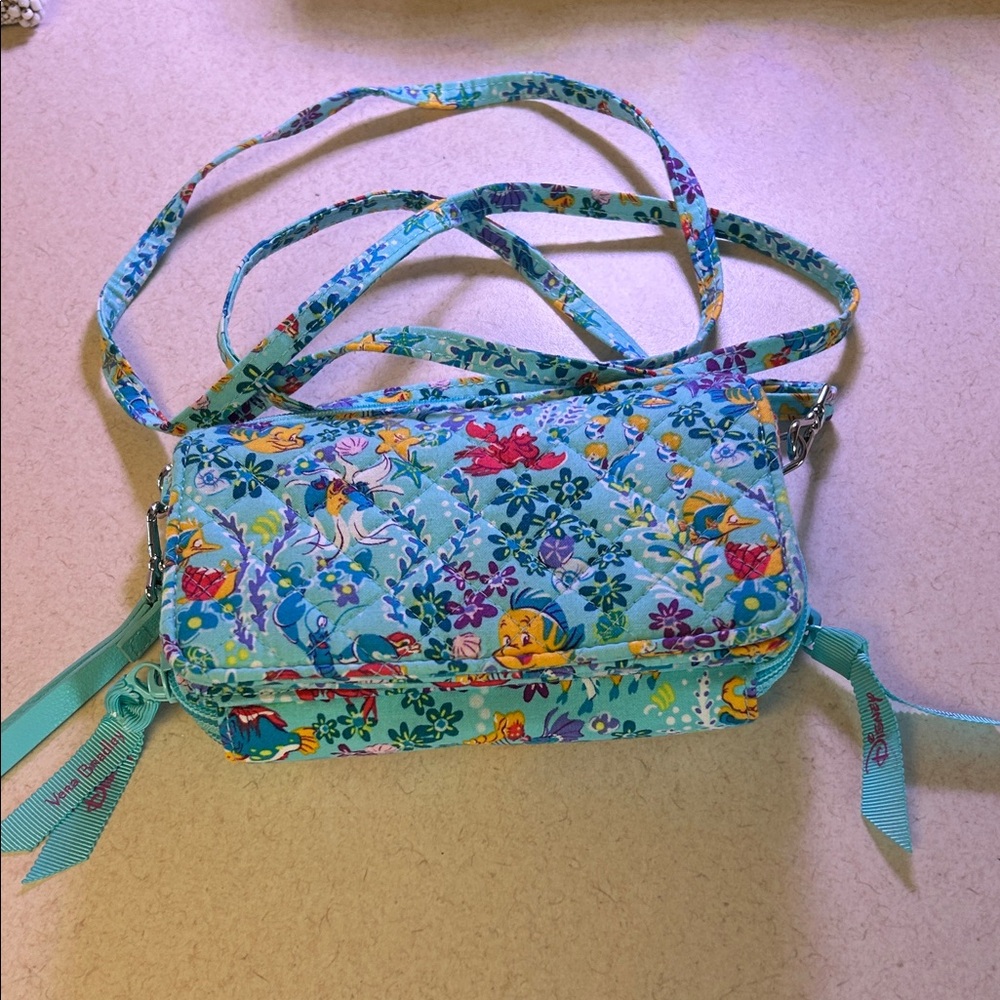 Vera Bradley Aqua Floral Crossbody with Multicolor Accents